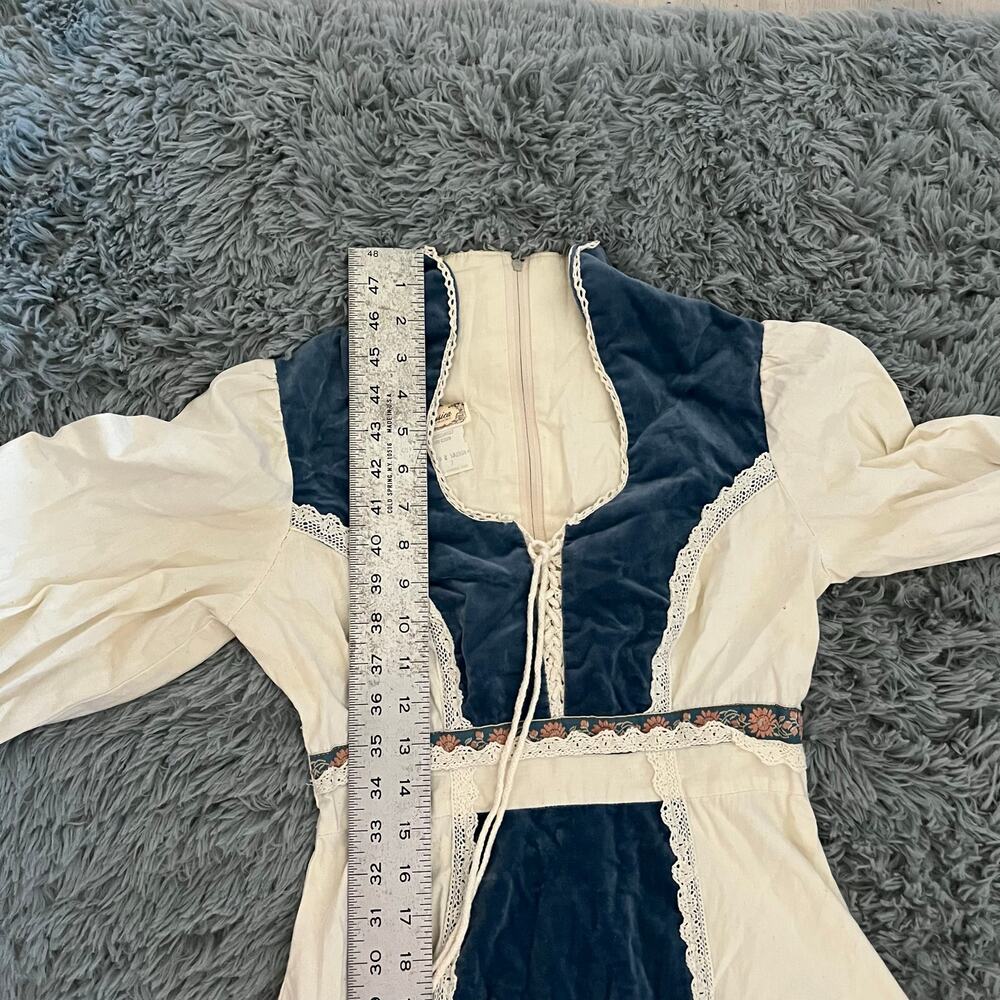 Vintage Gunne Sax By Jessica Cotton Velvet Prairie Renaissance Dress - Picture 4 of 15